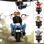 Personalised Acrylic Car Ornament  - Couple and Motorbike