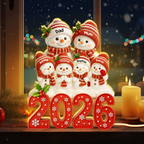 Personalised Family LED Light Box with Names - 2026 Christmas Snowman Design
