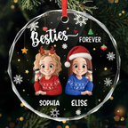 Personalised Glass Christmas Ornament - Besties/Sisters Forever