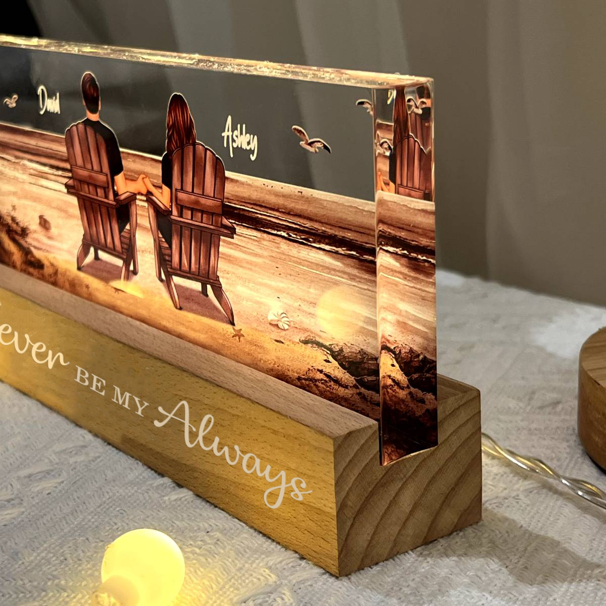 Personalised LED Night Light - Couple on the Beach Design