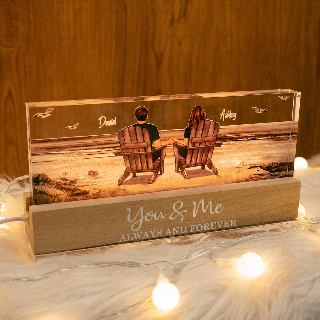 Personalised LED Night Light - Couple on the Beach Design