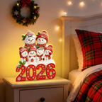 Personalised Family LED Light Box with Names - 2026 Christmas Snowman Design