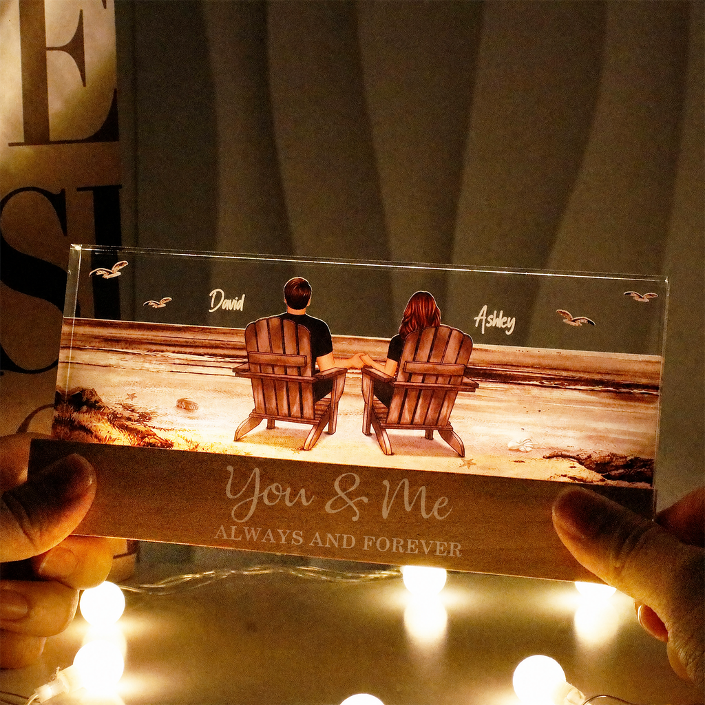 Personalised LED Night Light - Couple on the Beach Design