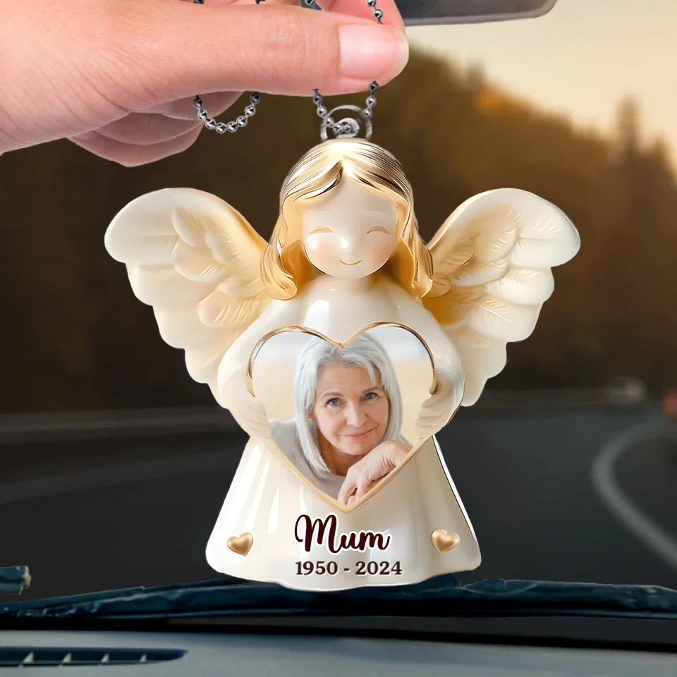 Personalised Memorial Acrylic Hanging Ornament - Angel Design