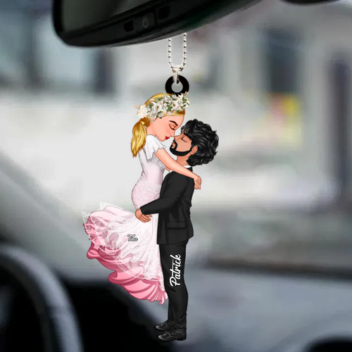 Personalised Acrylic Hanging Ornament - Hugging Couple Design