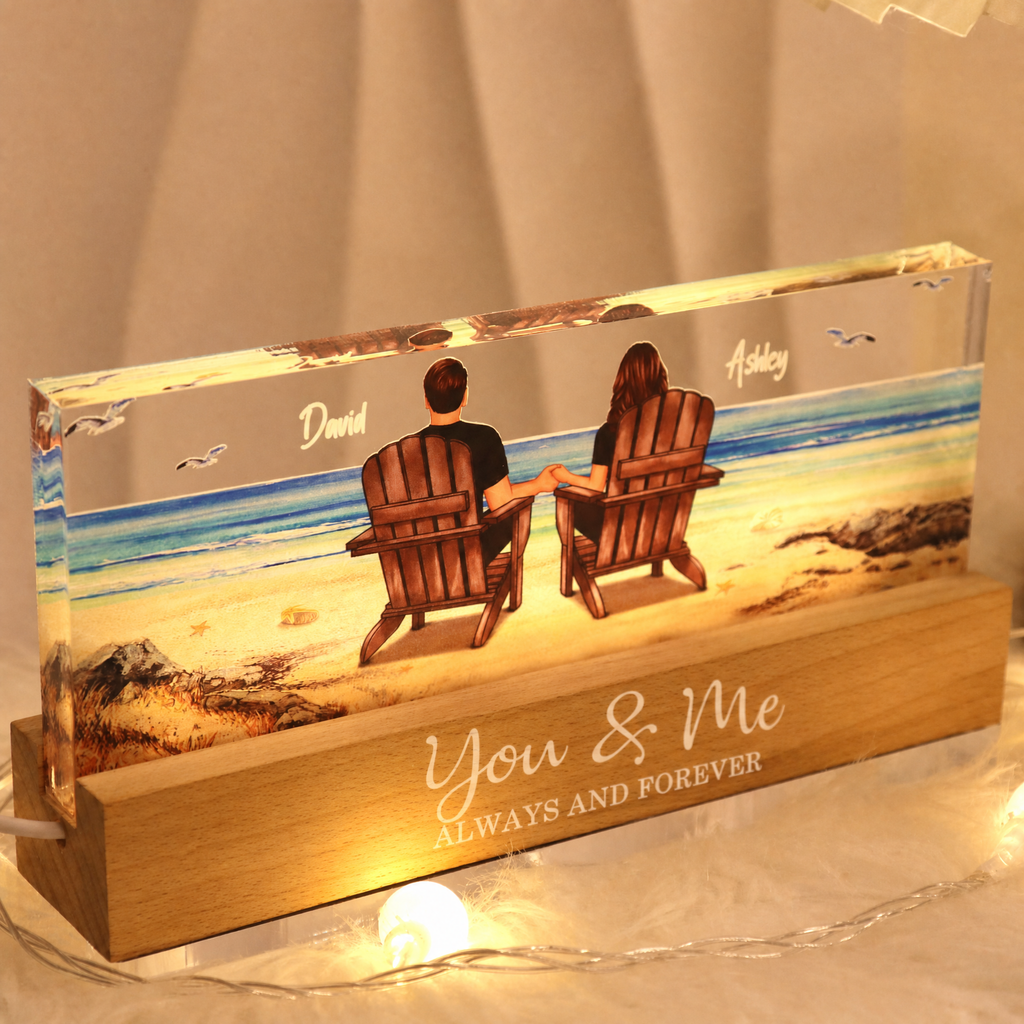 Personalised LED Night Light - Couple on the Beach Design