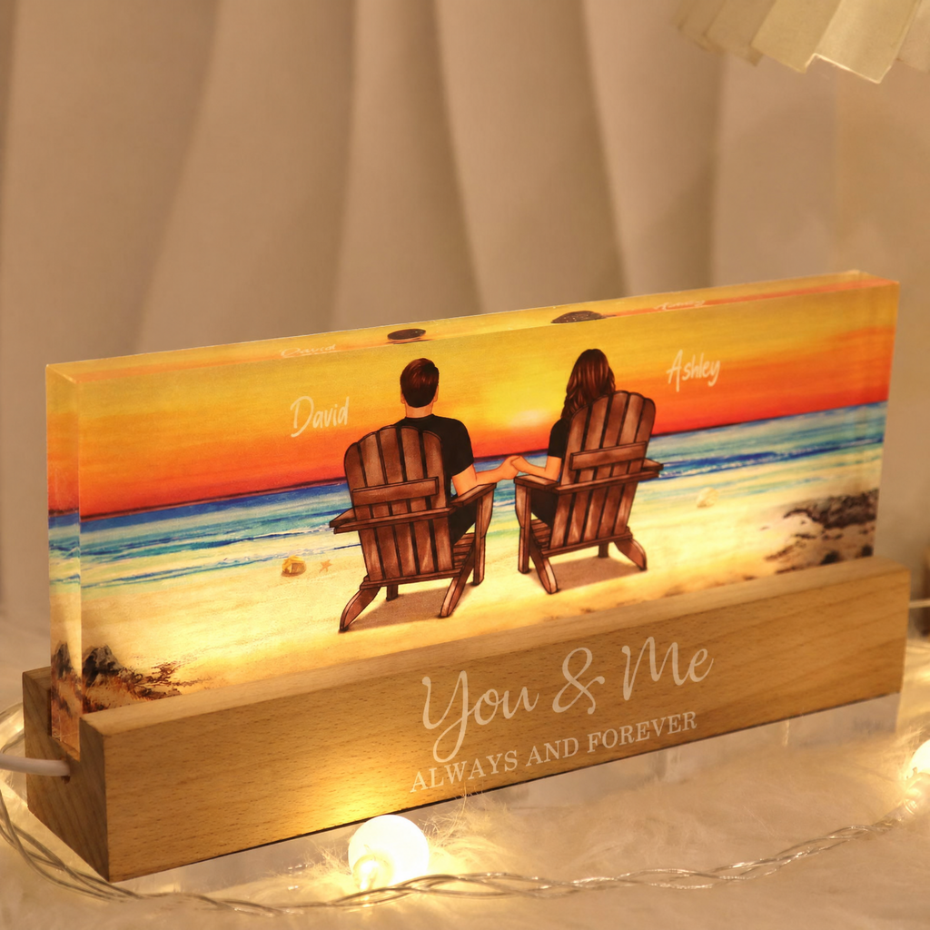 Personalised LED Night Light - Couple on the Beach Design