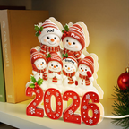 Personalised Family LED Light Box with Names - 2026 Christmas Snowman Design