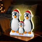 Personalised Grandad & Grandma LED Light Box with Names- Penguins Design