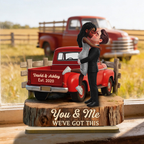 Personalised Couple Wooden Plaque - Couple and Pick-up Lorry