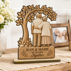 Personalised Anniversay Wooden Plaque with Year & Names - Elderly Couple Design