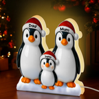 Personalised Grandad & Grandma LED Light Box with Names- Penguins Design