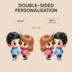 Personalised Couple Acrylic Hanging Ornament - Cartoon Character Design