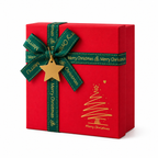 Red Christmas Gift Box with Ribbon Bow, 15 x 15 x 7 cm