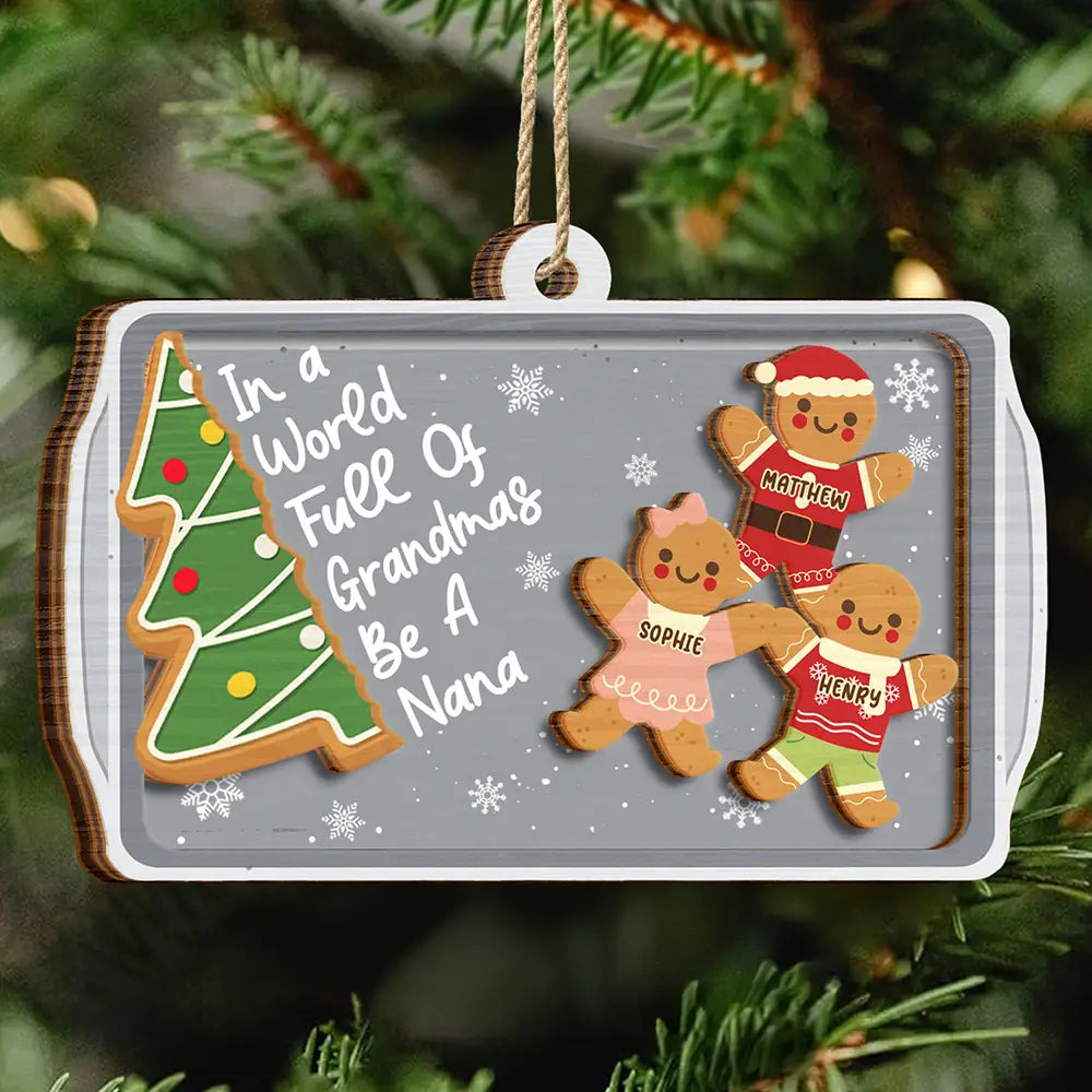Personalised Wooden Christmas Ornament for Grandma - Gingerbread Man Design