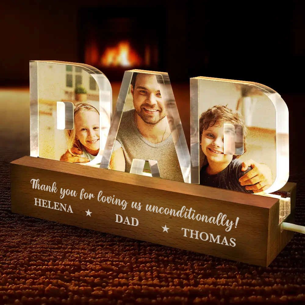 Personalised LED Night light with Photos  Gift for Dad and Grandad