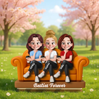 Personalised Besties Wooden Plaque - Girls on Sofa Design