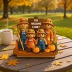 Personalised Family Wooden Plaque - Scarecrow Design