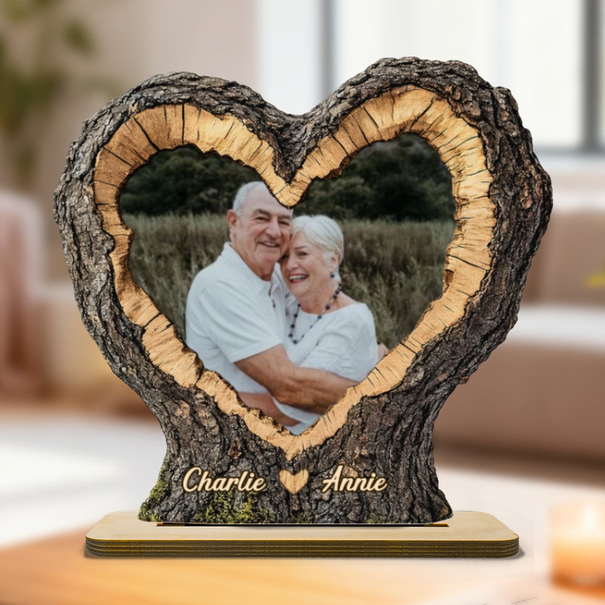 Pesonalised 2-Layer Wooden Plaque with Photo for Couples