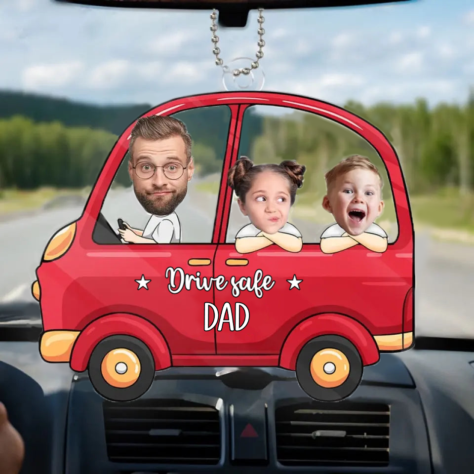 Personalised Acrylic Car Hanging Ornament with Fotos - Drive Safe Design