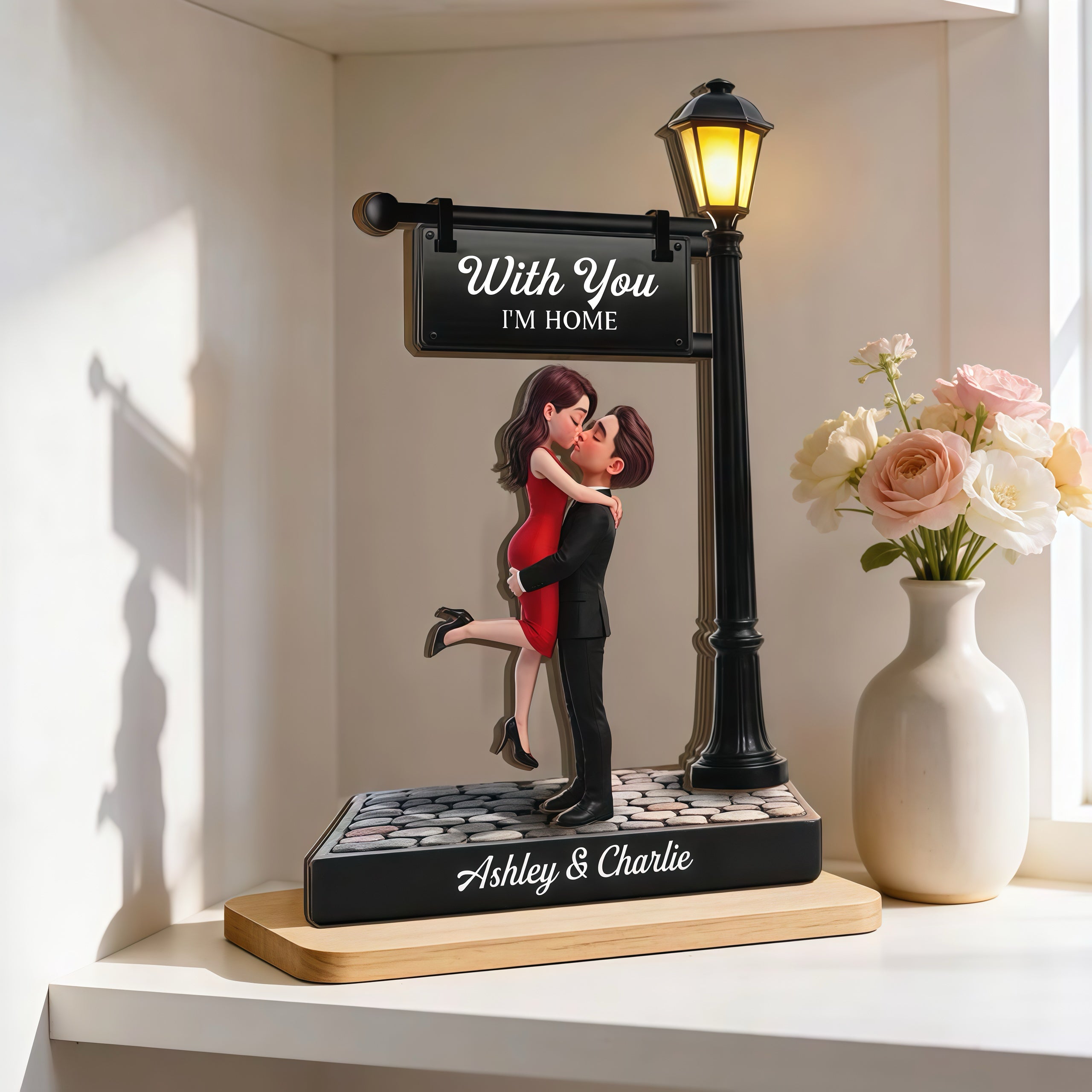 Personalised Couple Wooden Plaque - Lantern Design