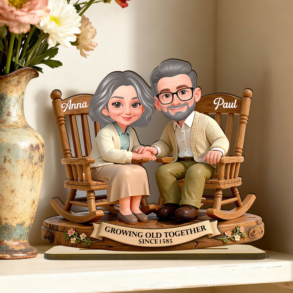 Personalised Anniversary 2D Wooden Plaque for Couple - Growing Old Together since...