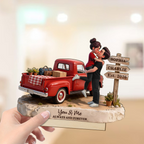 Personalised Couple Wooden Plaque - Couple and Pick‑Up Truck Design
