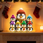 Personalised Grandma LED Light Box with Names - Penguins Design