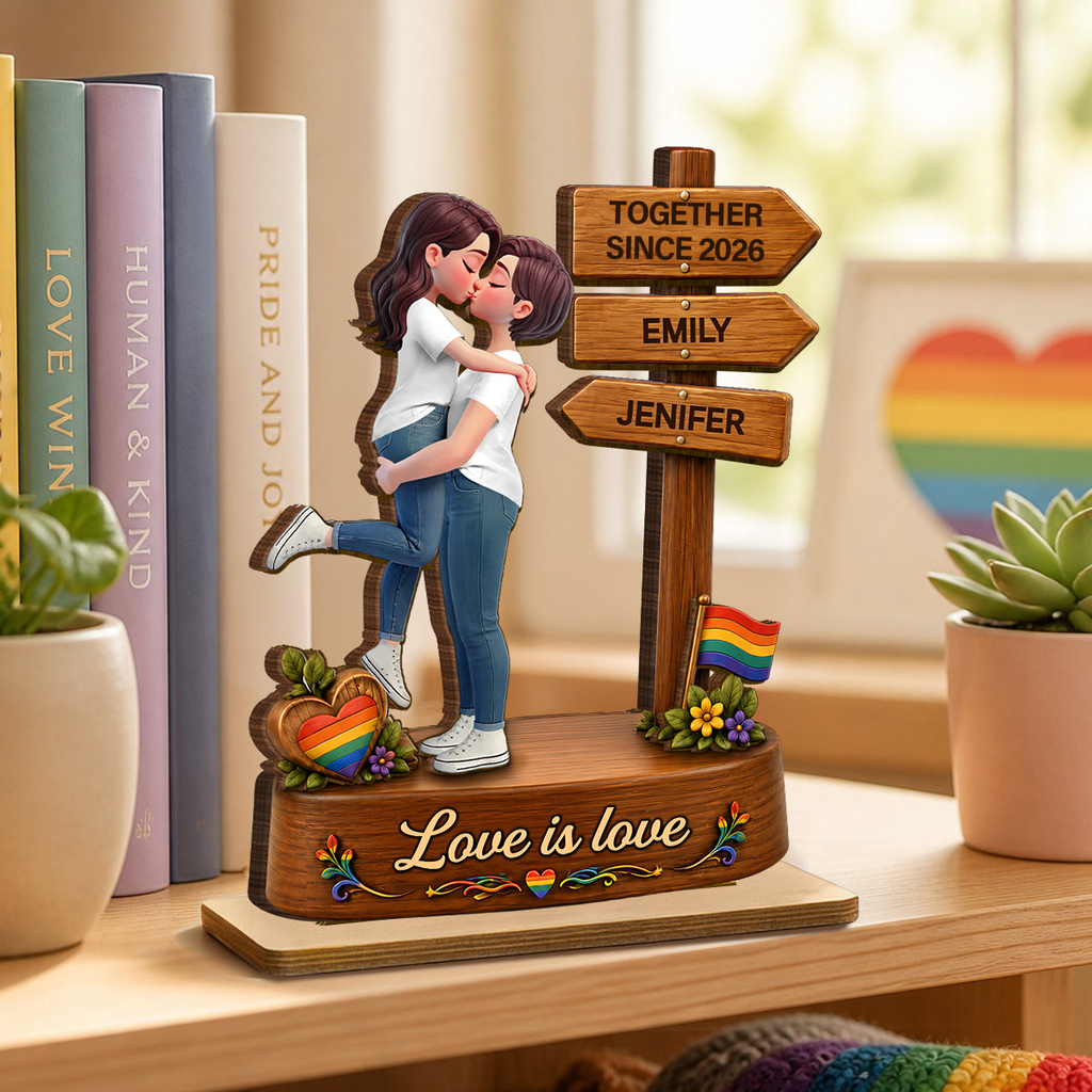 Personalised Anniversary Wooden Plaque for Same-Sex Couples - Together since...