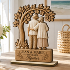 Personalised Anniversay Wooden Plaque with Year & Names - Elderly Couple Design