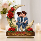 Personalised Couple Wooden Plaque - Love You to the Moon and Back