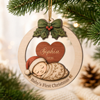 Personalised Baby Wooden Christmas Ornament with Name - Baby's First Christmas