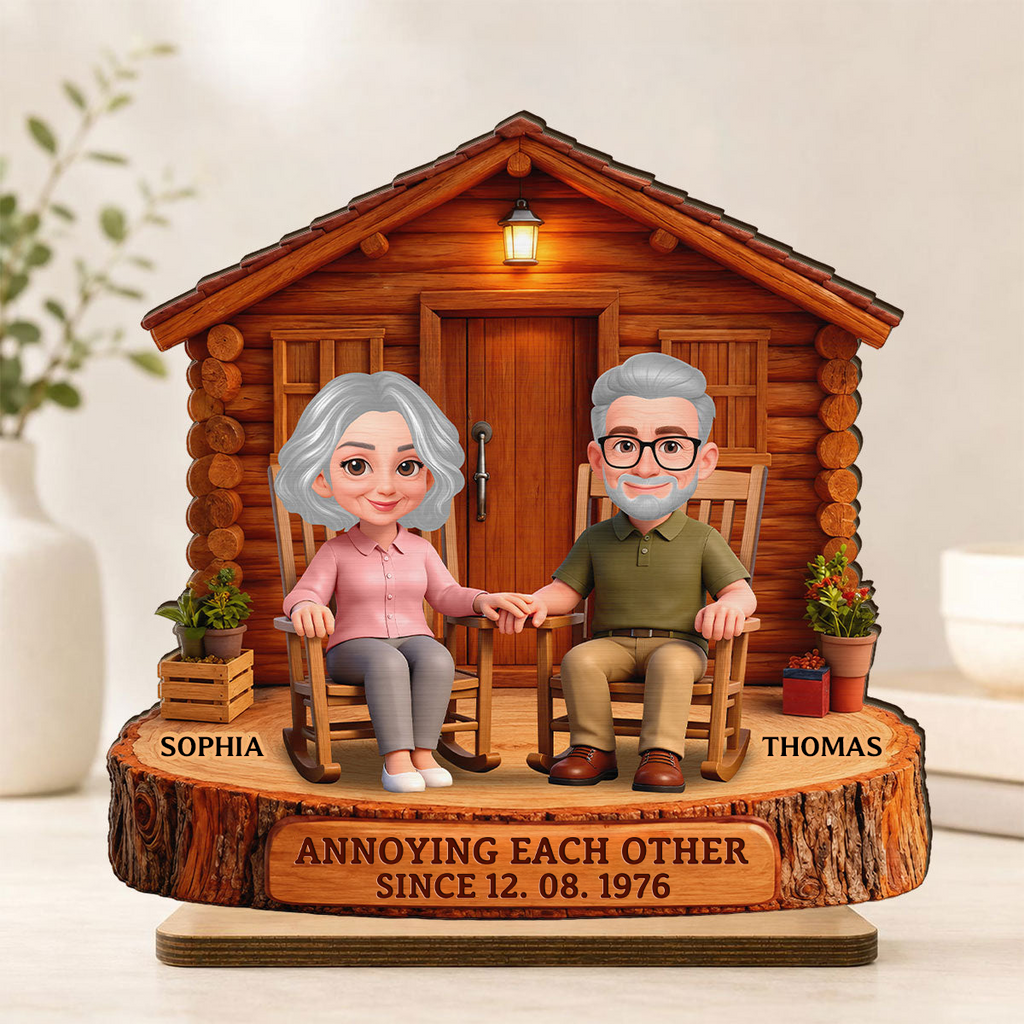 Personalised Anniversary Wooden Plaque - Couple with House Design