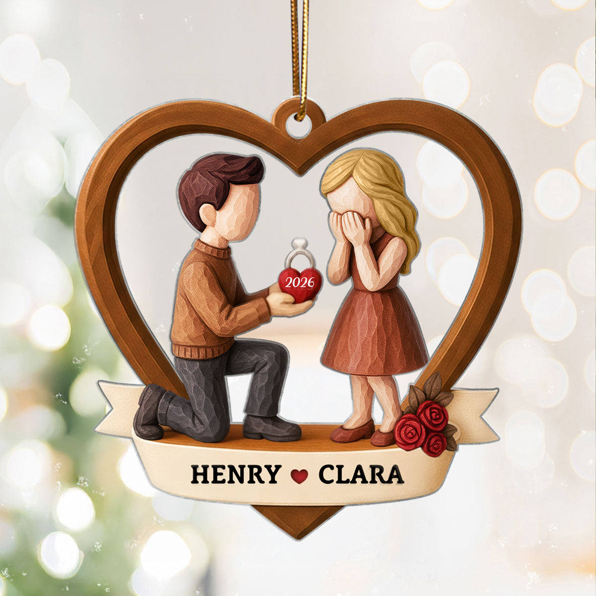 Personalised Couple Acrylic Hanging Ornament- Proposal Design