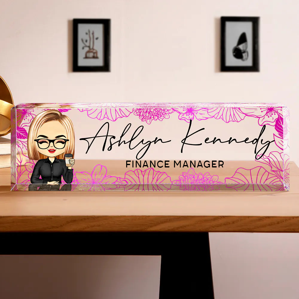 Personalised Office Acrylic Plaque with Name & Job Title - Name Plate Design
