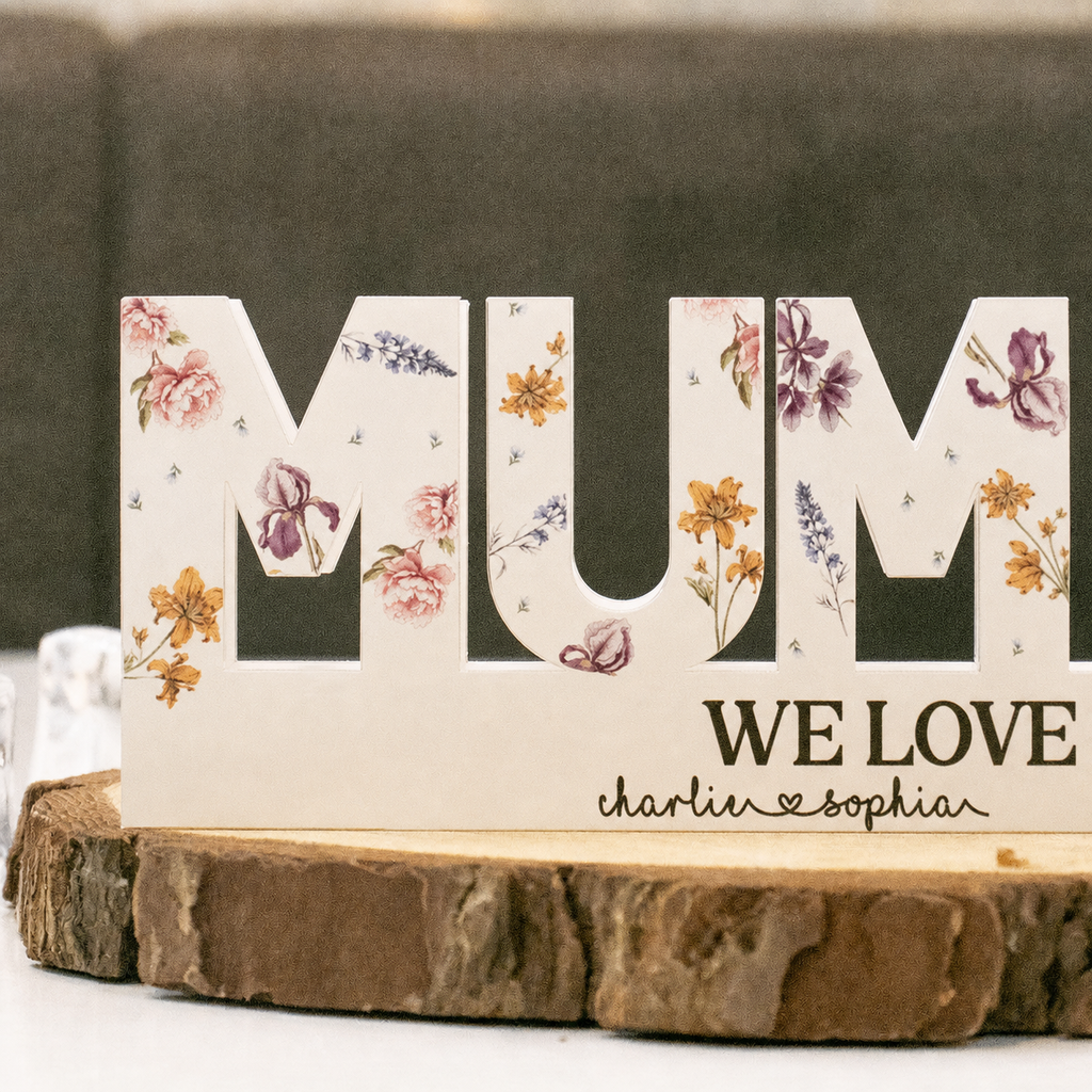 Personalised Birth Flower LED Light Box - Mum or Grandma Design