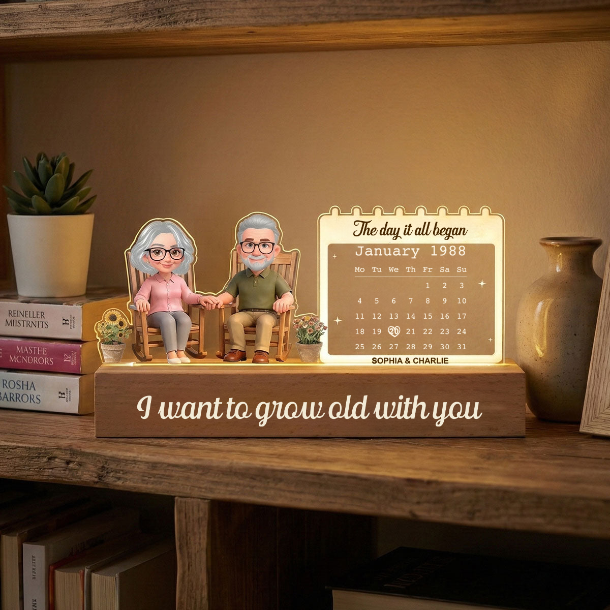 Personalised Couple LED Night Light with Calendar Anniversary Gift