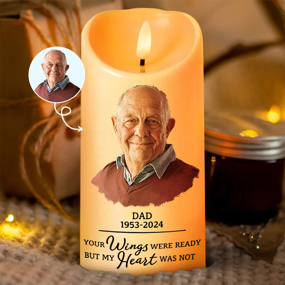 Personalised Memorial LED Candle with Photo & Quote