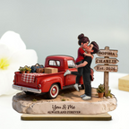 Personalised Couple Wooden Plaque - Couple and Pick‑Up Truck Design