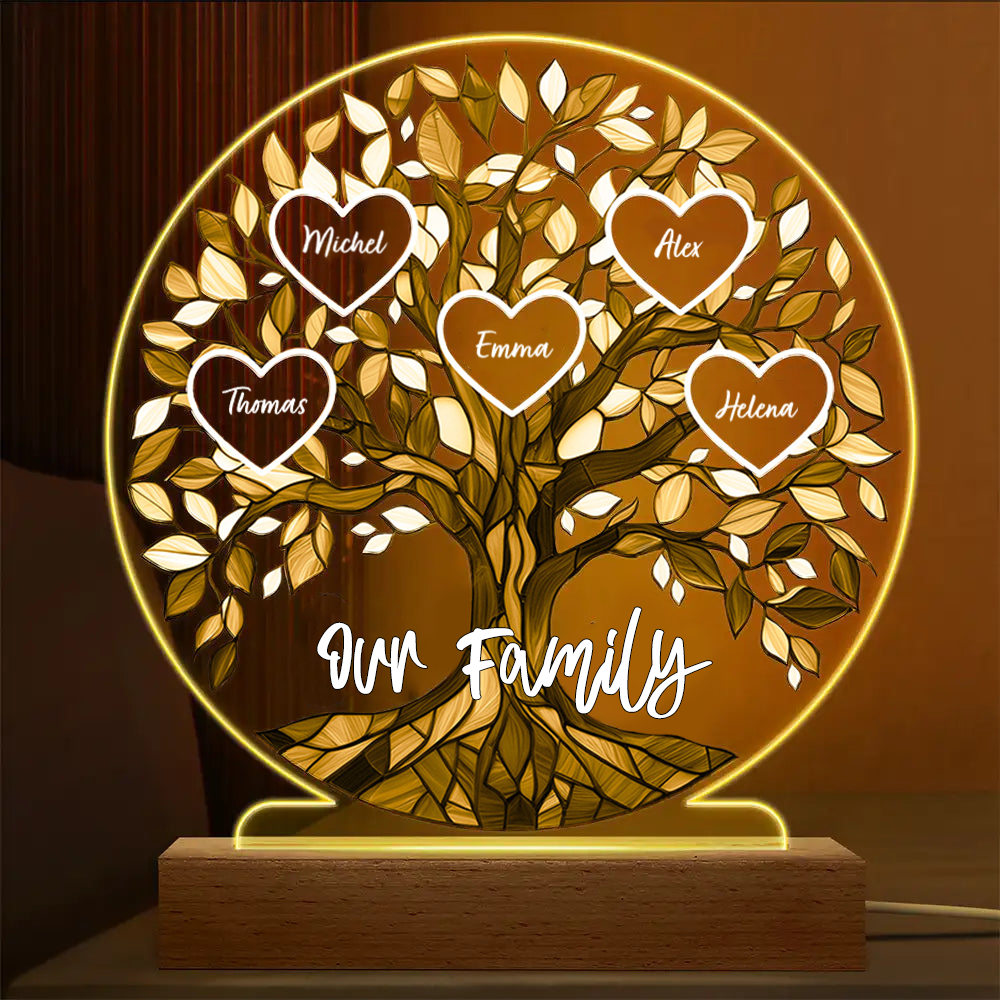 Personalised Night Light with Names - Family Tree Design