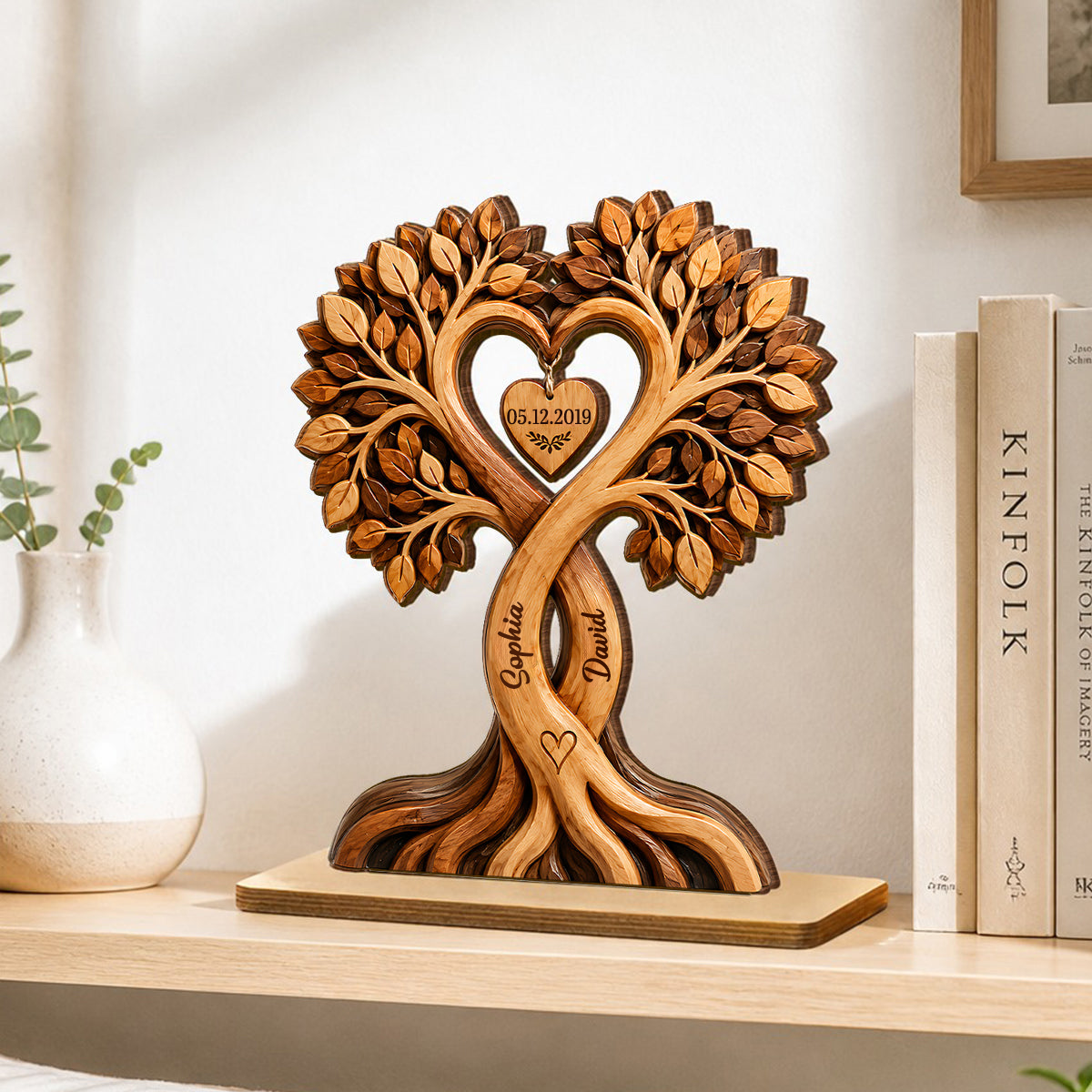 Personalised Anniversary Wooden Plaque for Couples - Tree Design