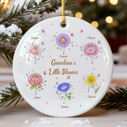 Personalised Ceramic Ornament for Grandma - Birth Flowers Design