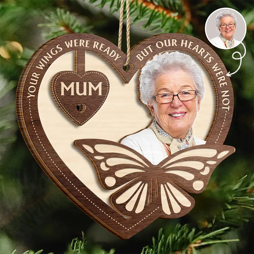Personalised Memorial Wooden Christmas Ornament with Photo