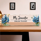 Personalised Name Plate Acrylic Plaque - Birth Flower Design
