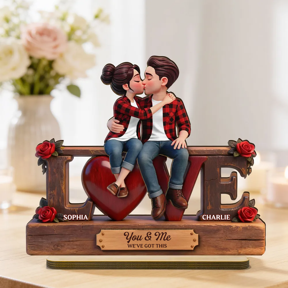 Personalised Anniversary Layered Wooden Plaque for Couples -Love Design