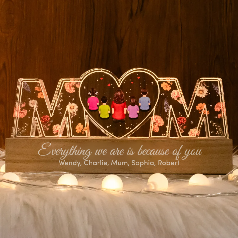 Personalised Mum LED Night Light with Birth Flowers