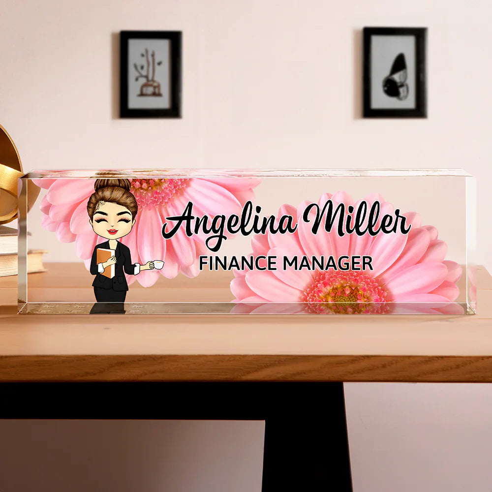 Personalised Acrylic Name Plate - Floral Deisgn