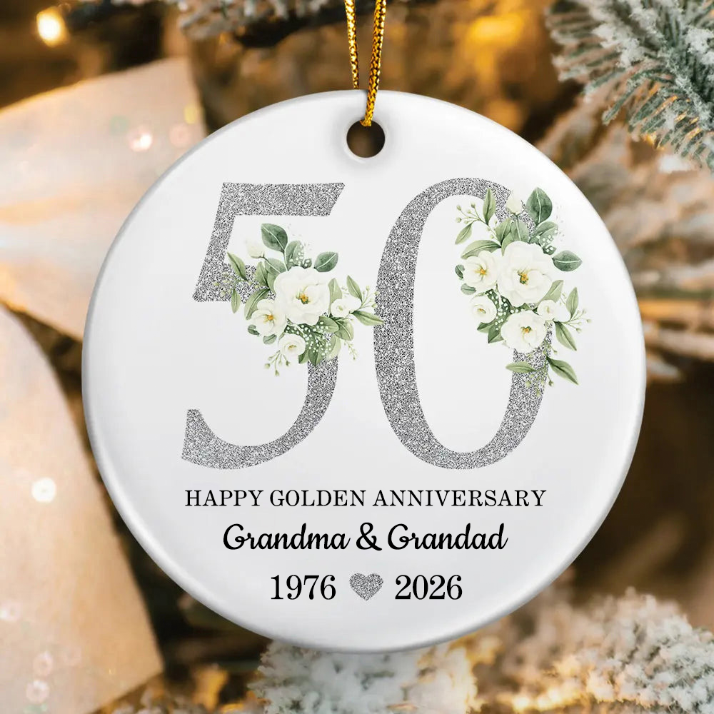 Personalised Wedding Anniversary Ceramic Ornament with Number & Name