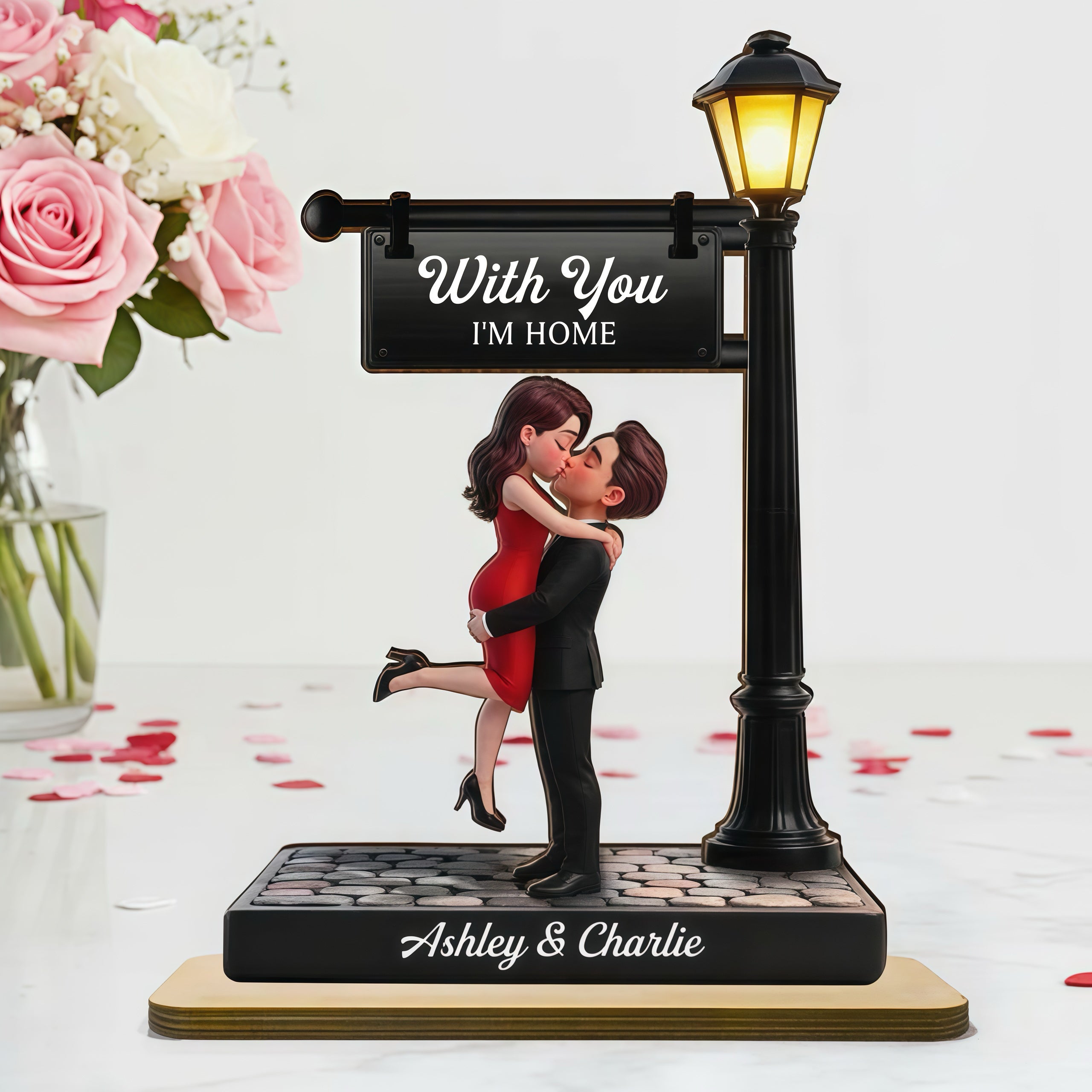 Personalised Couple Wooden Plaque - Lantern Design