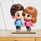 Personalised Couple Wooden Plaque - Cartoon Couple Design